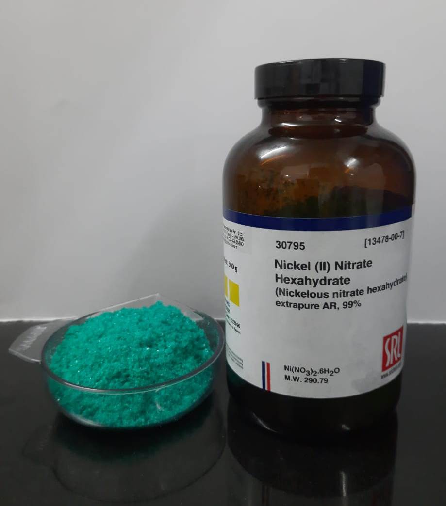Nickel (II) Nitrate 250gm Hexahydrate extrapure AR, 99% SRL Nickel (II) Nitrate 250gm Hexahydrate extrapure AR, 99% SRL