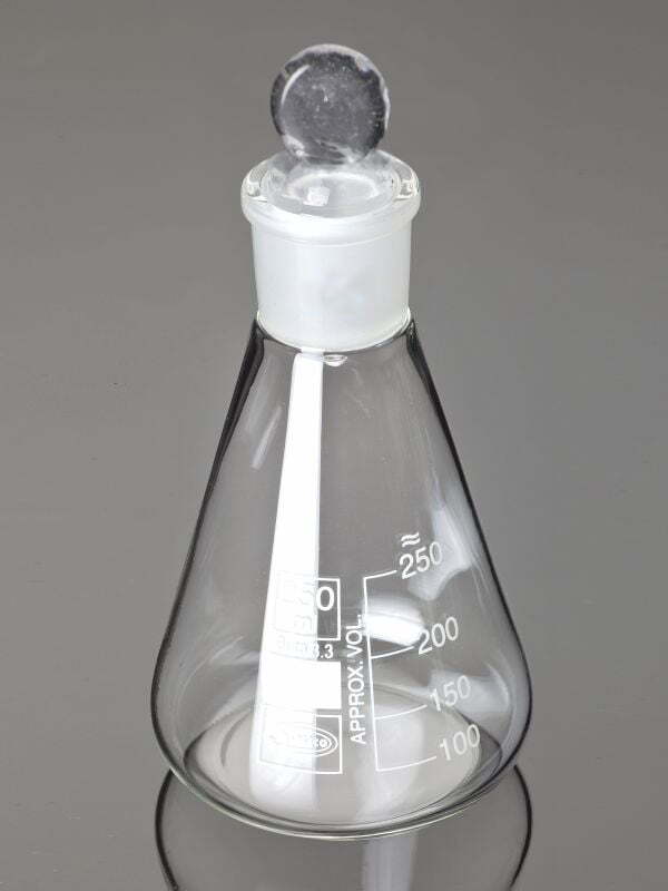 Conical Flask with Penny Head Glass Stopper GLASSCO Conical Flask with Penny Head Glass Stopper GLASSCO
